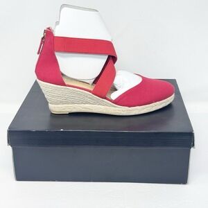 Talbots Lyndsay Espadrilles Wedge Size 9 Red‎ Beret Preppy Chic Coastal Classy